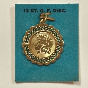 Vintage Charm 12 kt gold filled ~ girl profile